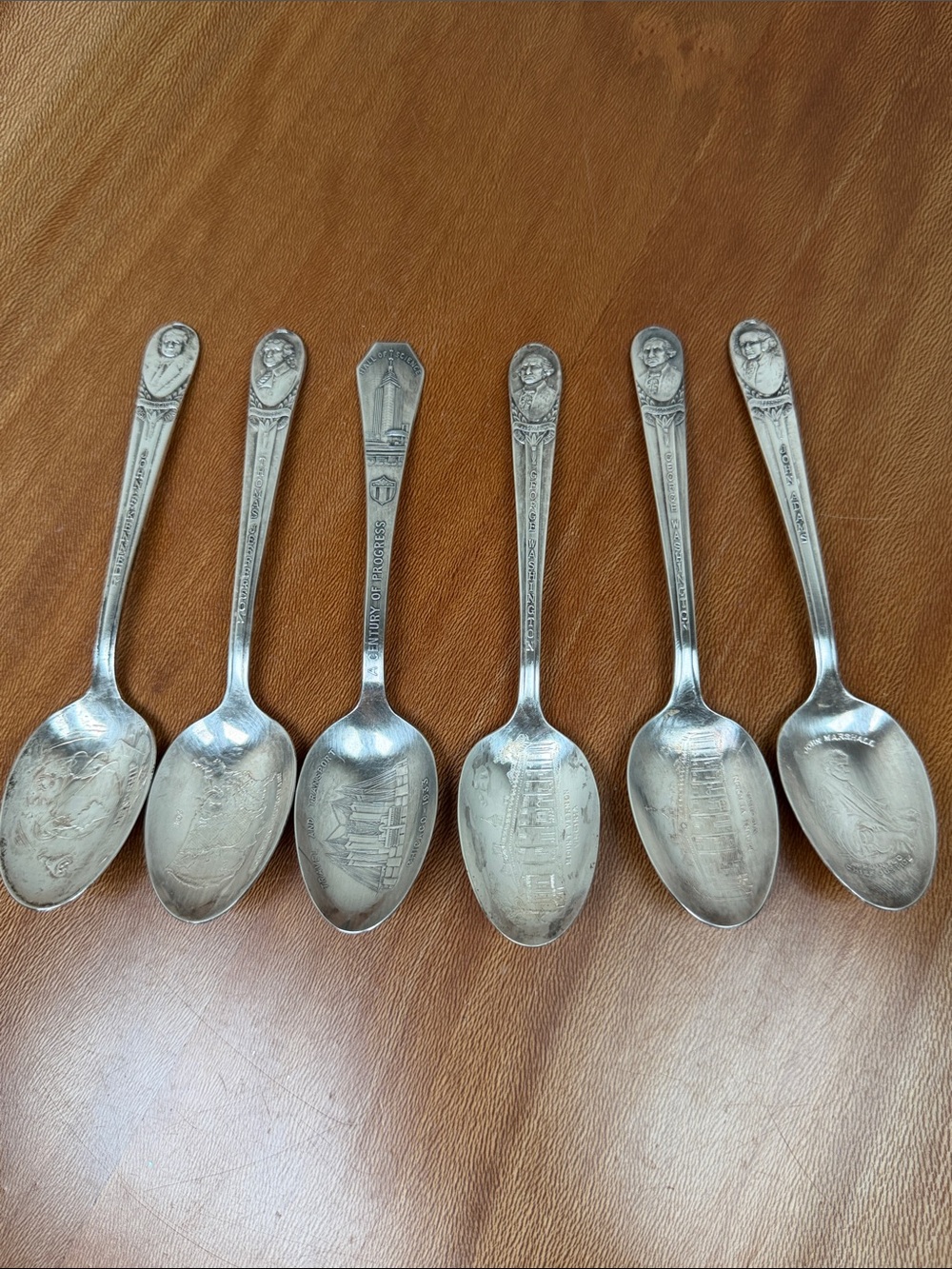 Vintage PRESIDENTIAL & Science Spoons WM Rogers Co. Set of 5 Silver Plate
